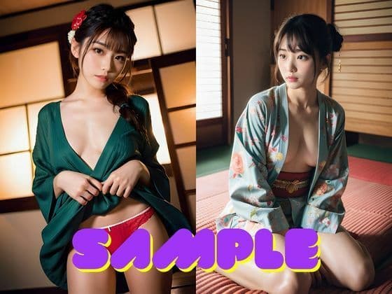 AI美女グラビア写真集 和の彩り、はだける着物と禁断の美のサンプル画像8
