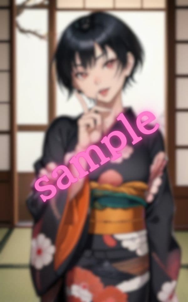 ショートボブの彼女に着物姿でHしたいと言ったら快諾してくれたのサンプル画像4