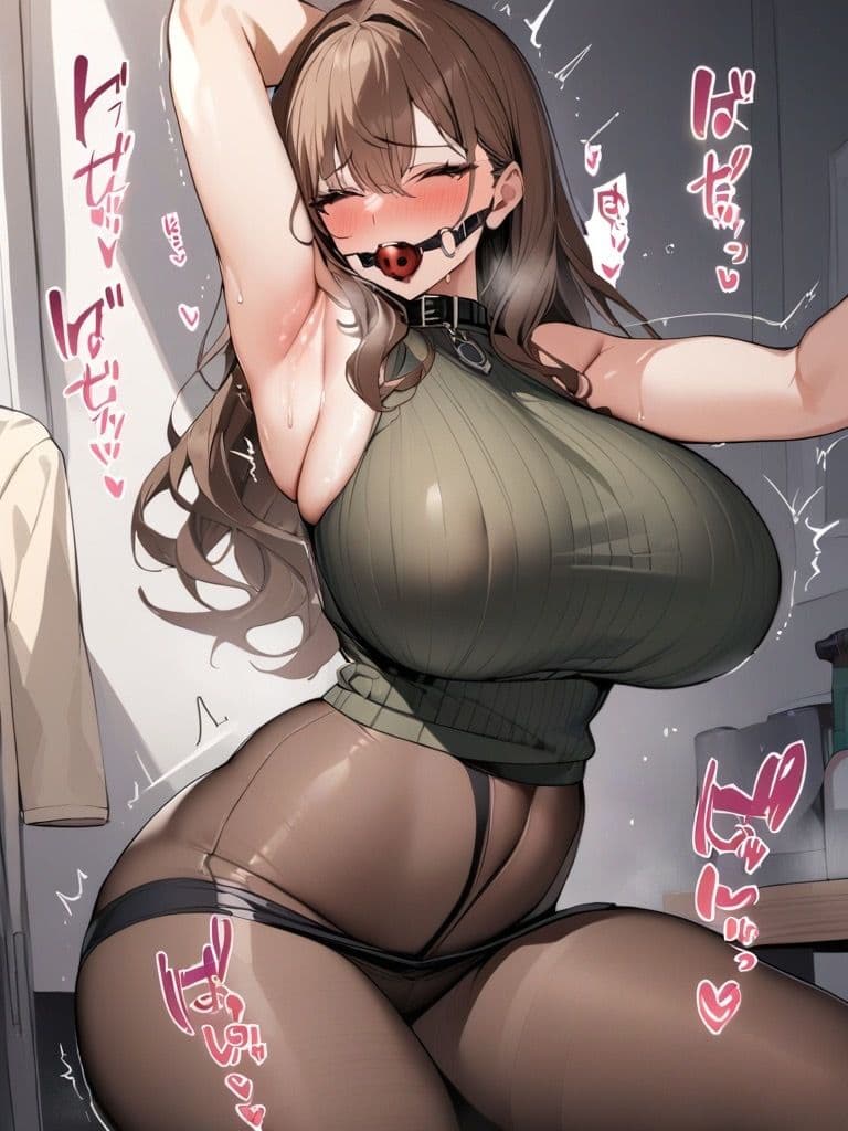 ボールギャグ付けて絶頂する巨乳セーターちゃんのサンプル画像1
