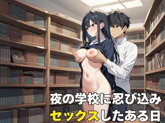 夜の学校で巨乳女子とスクールセックスのサンプル画像1