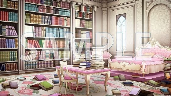 【背景素材】読書家の女の子の部屋(本が散らばっている)(6268_bg10b)【時間差分あり】の表紙